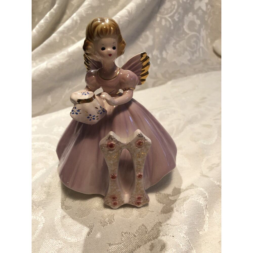 Vintage 11th Birthday Girl Angel Josef Original Japan Signed Pink Embroidering